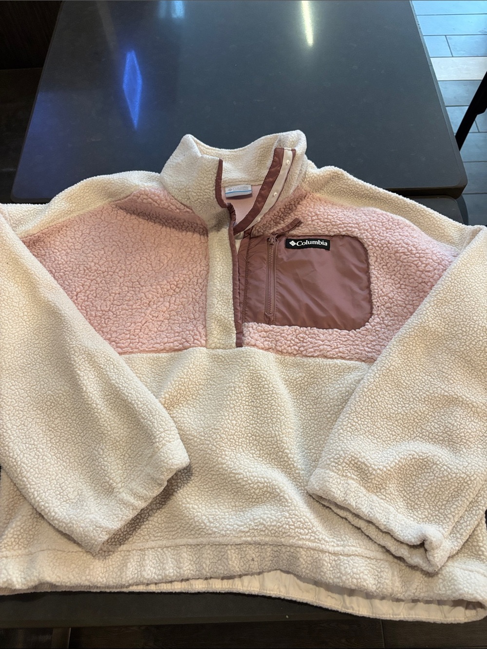 Columbia  Cream and Pink Sherpa Pullover